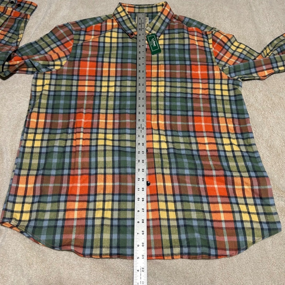 L.L. Bean Flannel Shirt Mens L Multicolor Washed Buchan Scotch Plaid New NWT - Picture 6 of 8